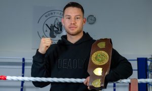 Aberdeen boxer Dean Sutherland at the Granite City gym. Image: Kenny Elrick/DC Thomson.