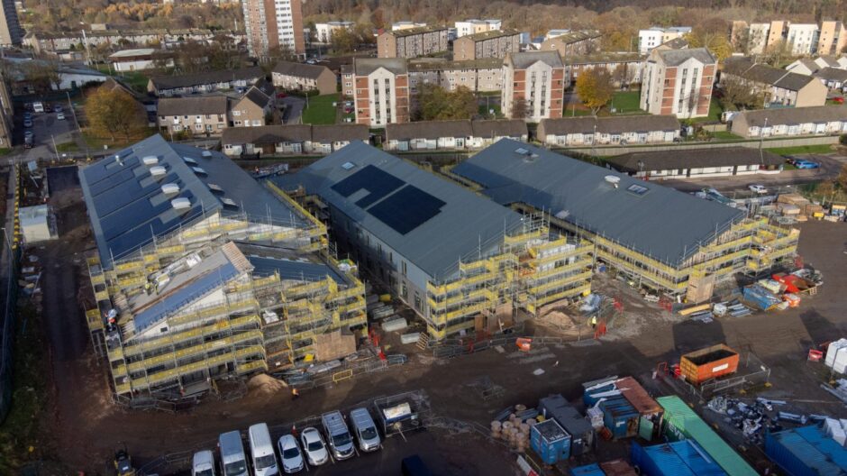 Drone image of the Tillydrone school, which is currently under construction.