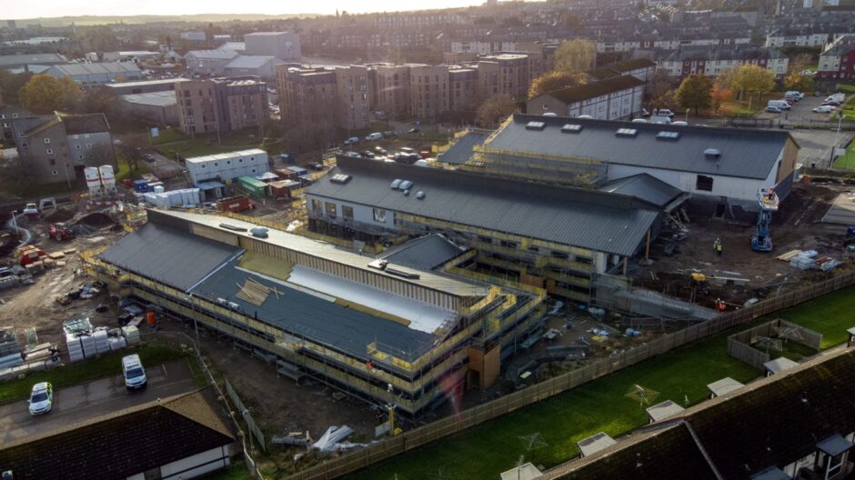 Drone image of the Tillydrone school, which is currently under construction. 