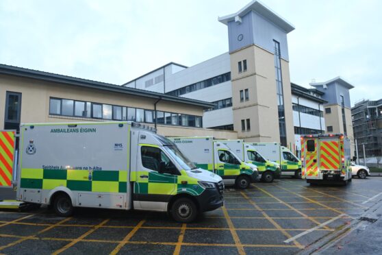 Ambulances queuing at Aberdeen Royal Infirmary