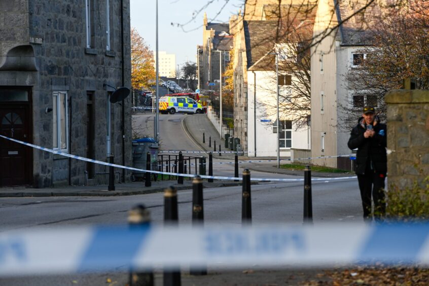 Cordon tape across Aberdeen streets