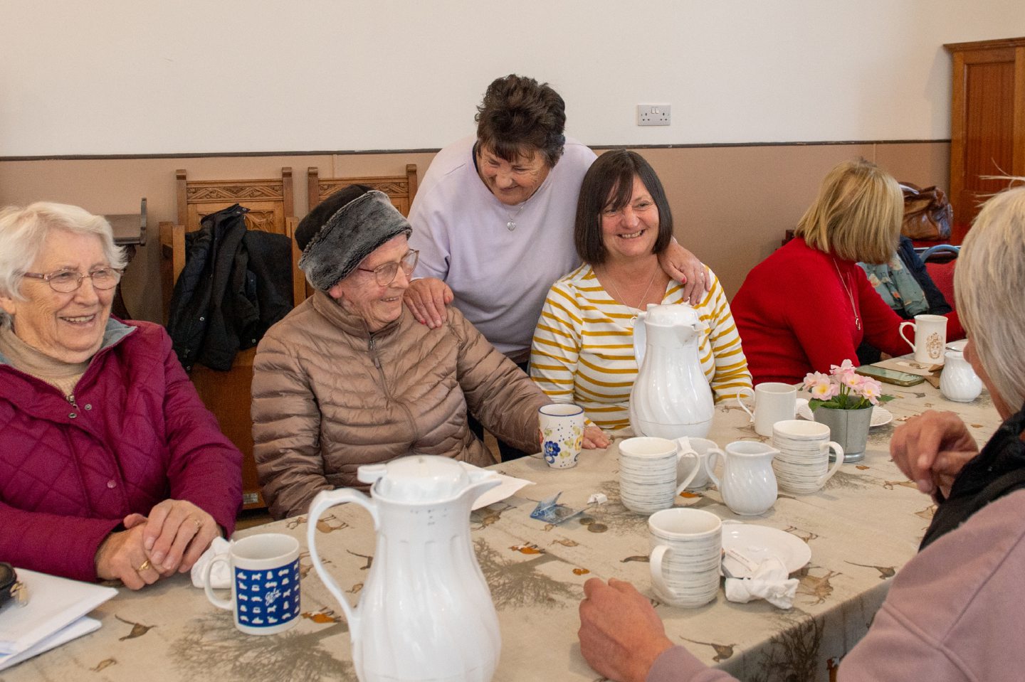 Helen Reid laughing during a coffee morning in Laurencekirk. 