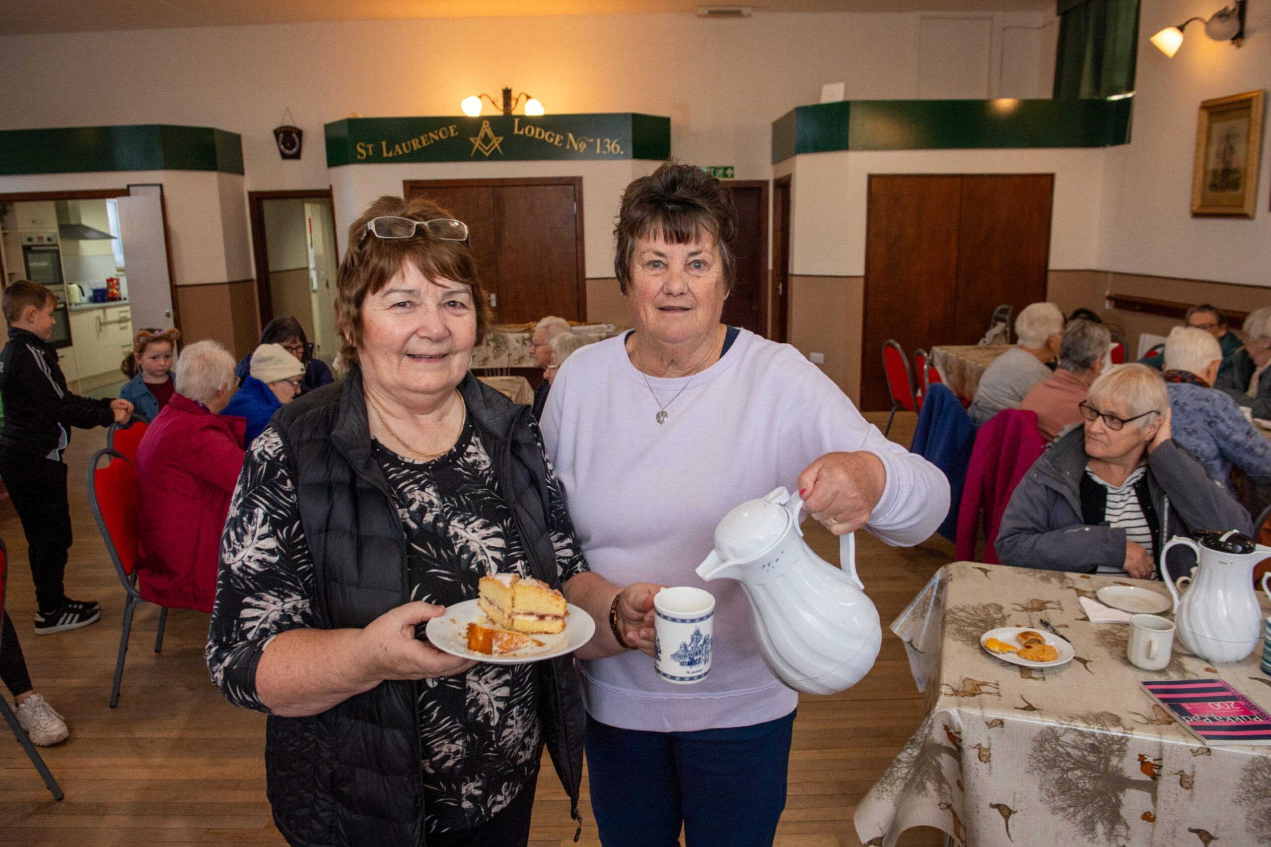 Helen Reid and her friend Anne in Laurencekirk. 