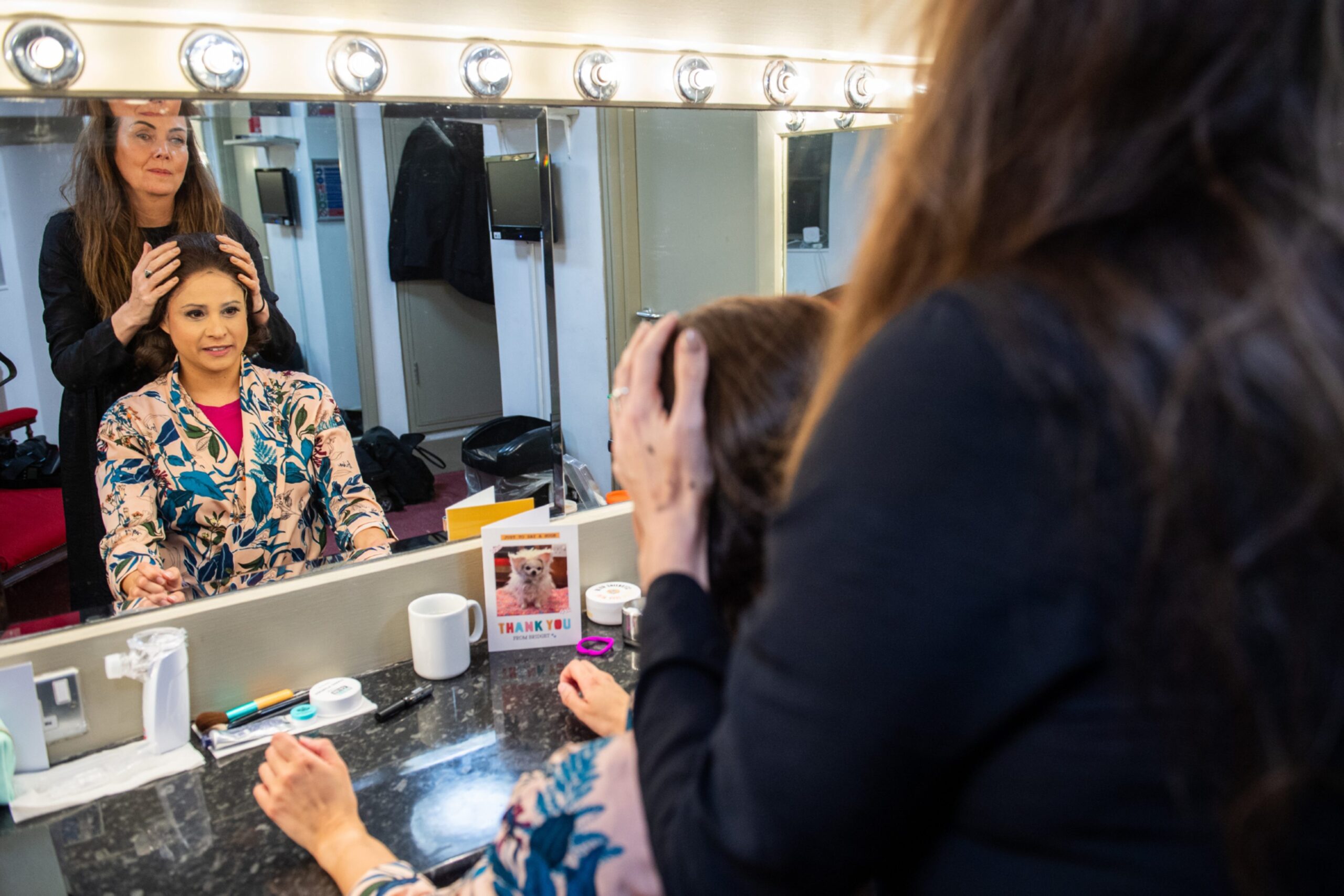 Stacey and Alison Chalmers in the soprano's dressing room 