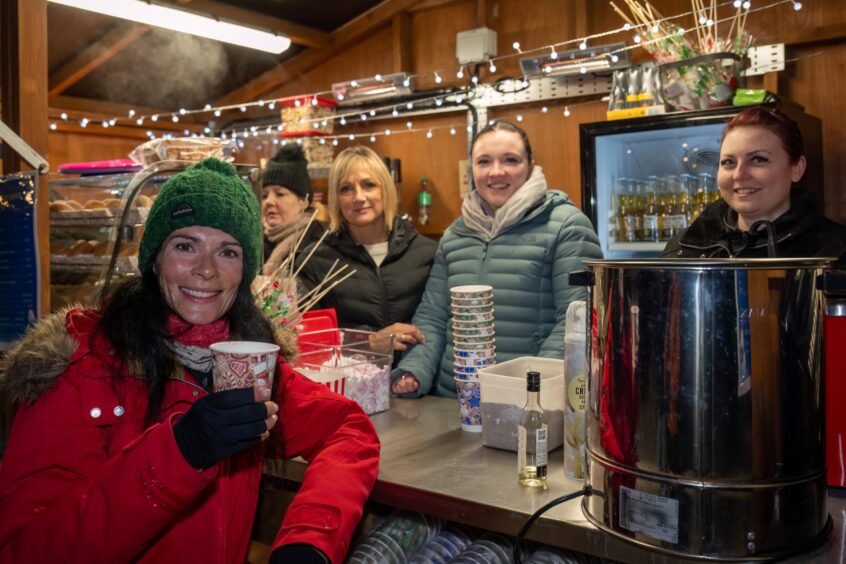 Gayle enjoys a veritable feast in the catering area at Landmark's new winter light show. Image: Jasperimage.