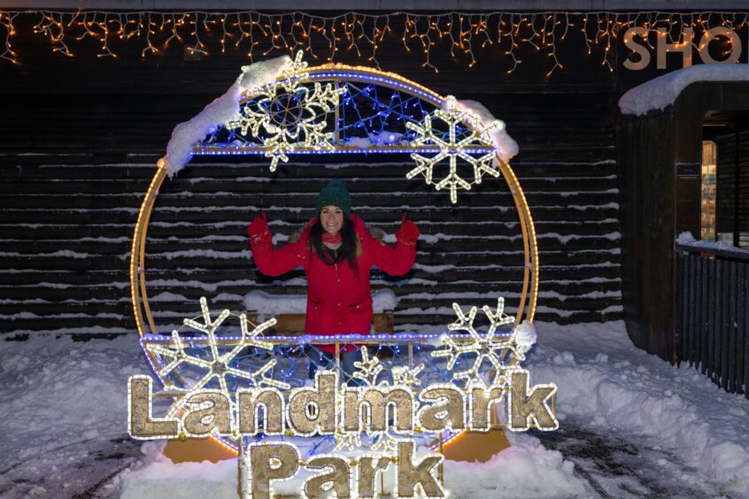 Gayle at the entrance to the new winter light show at Landmark. Image: Jasperimage.