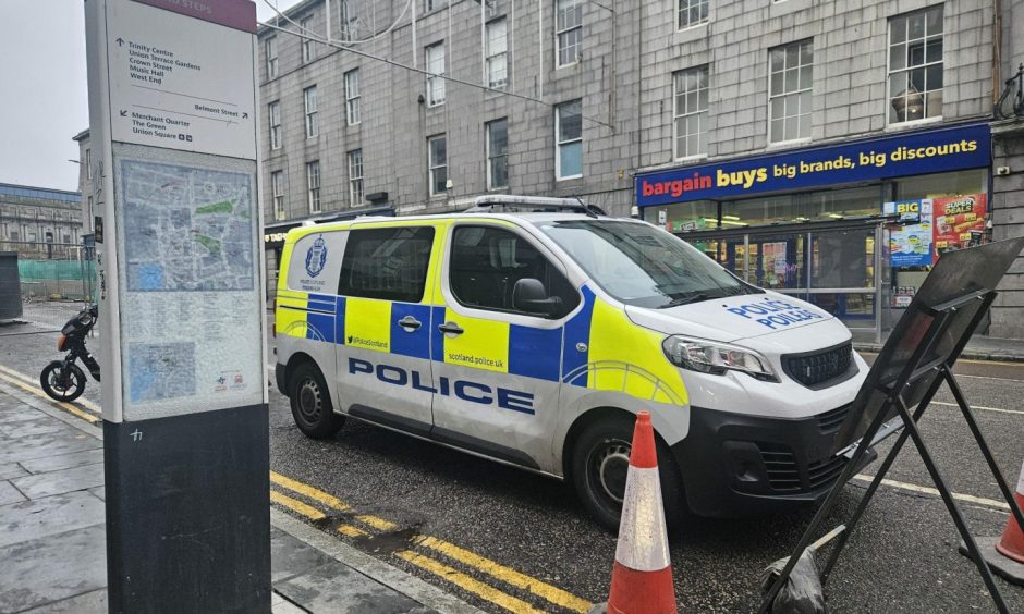 Police van on Union Street in Aberdeen 