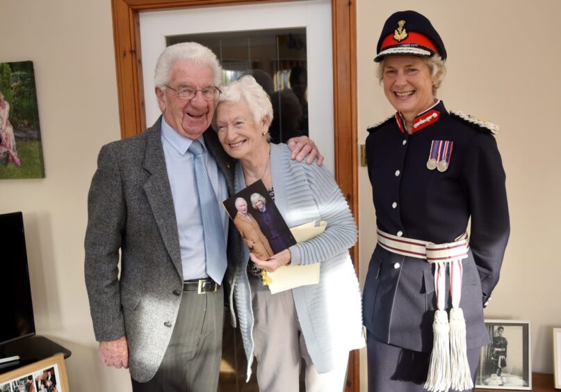 The couple with Ross and Cromarty Lord Lieutenant Mrs Joanie Whiteford 