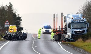 The A9 was closed as a result of the collision between the lorry and BMW. Image DC Thomson