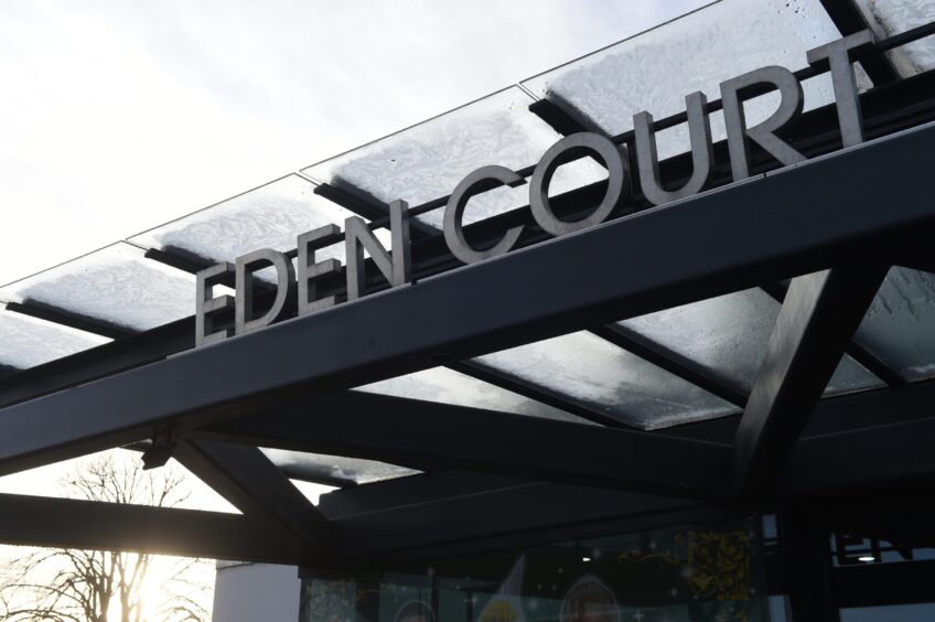 Eden Court sign above the door and glass canopy.