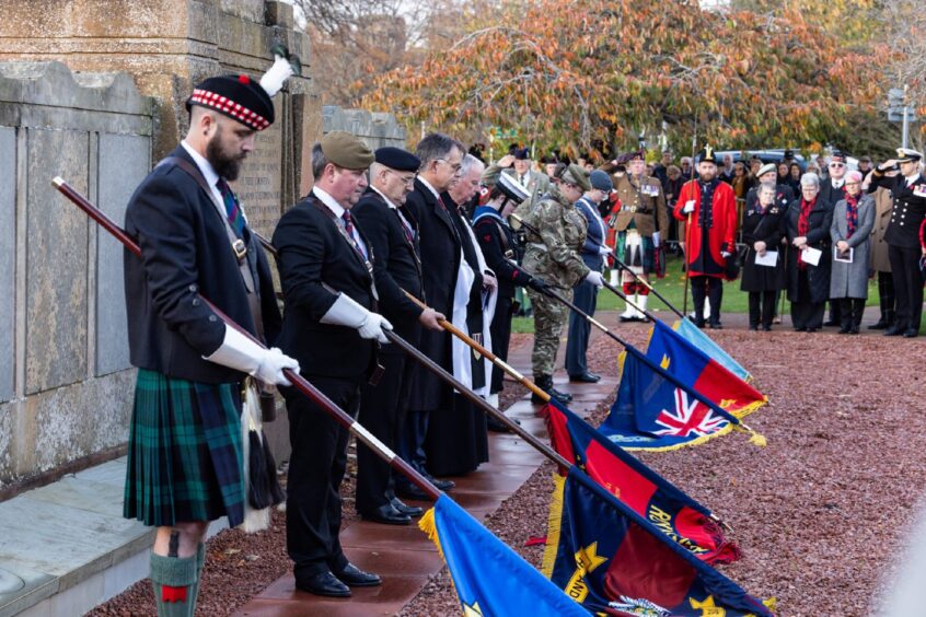 Minute of silence at Inverness War Memorial