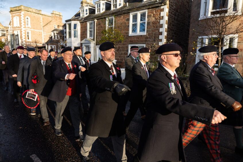 Remembrance Sunday parade through Inverness