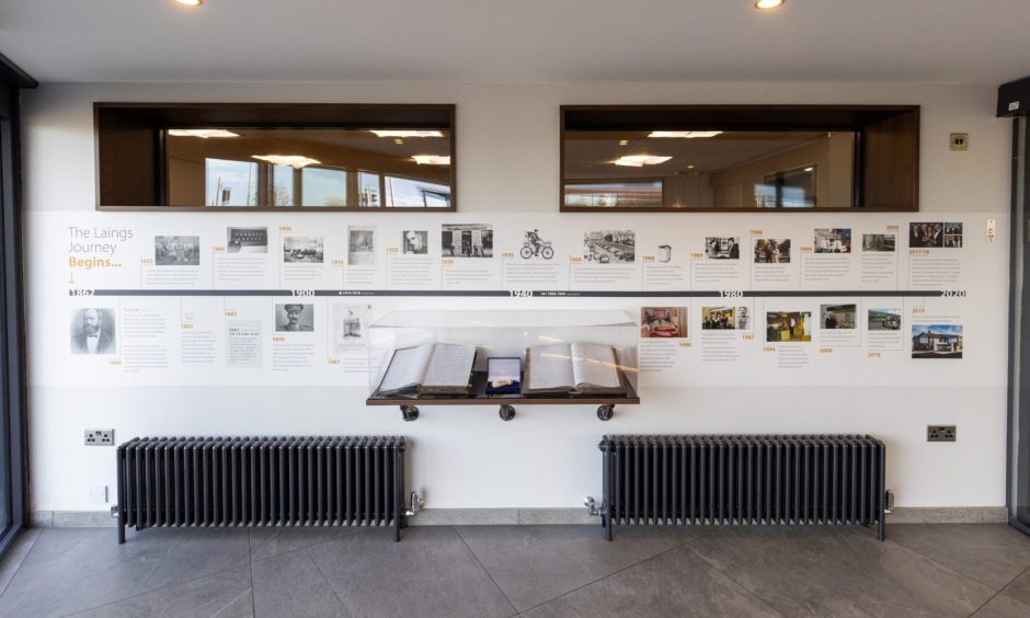 The heritage display which greets visitors to Laings' showroom. Image: Scott Baxter / DC Thomson 