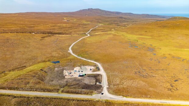 The 'floating road' under construction at the Sutherland spaceport site. Image: Michal Wachucik/Abermedia/Orbex/PA Wire