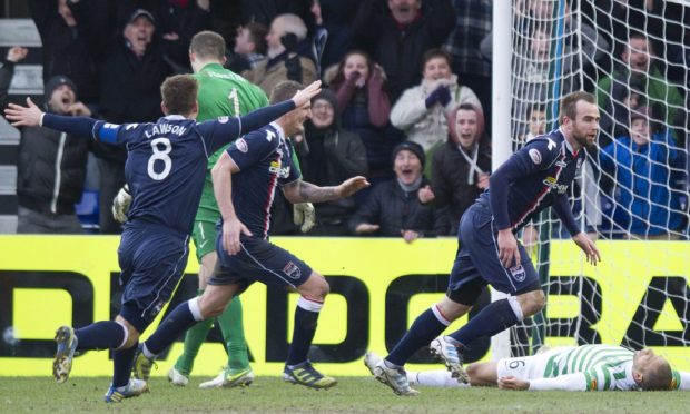 Steffen Wohlfarth scored the winner in a 3-2 victory over Celtic for Ross County in March 2013. Image: SNS.