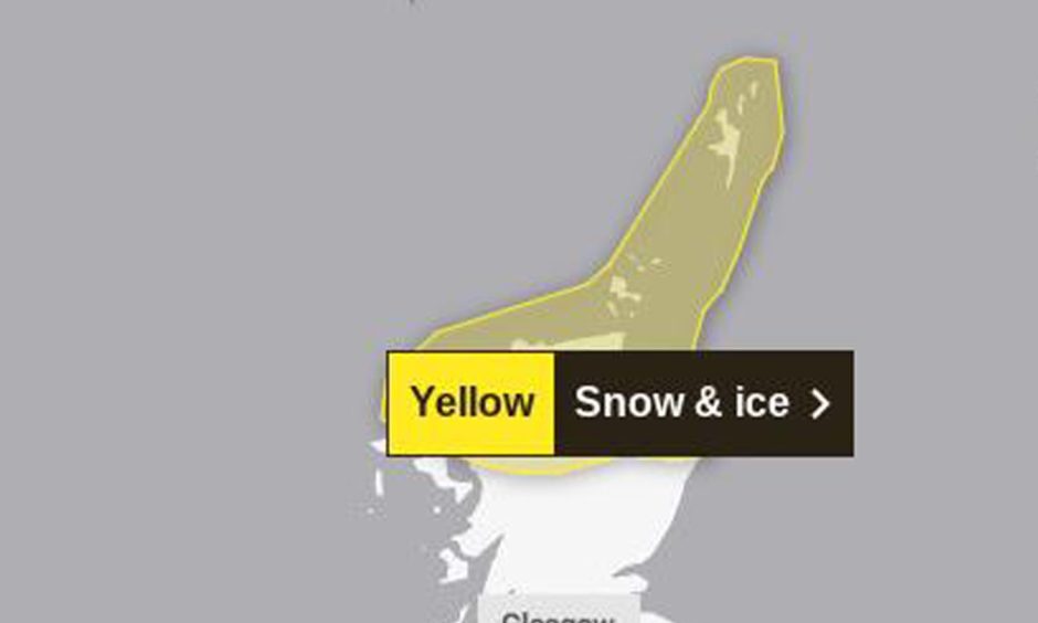 Yellow snow and ice warning issued for parts of the north and north-east.