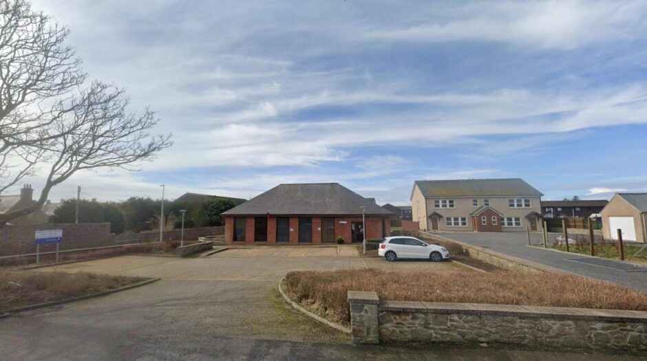 Cruden Bay Library and car park.