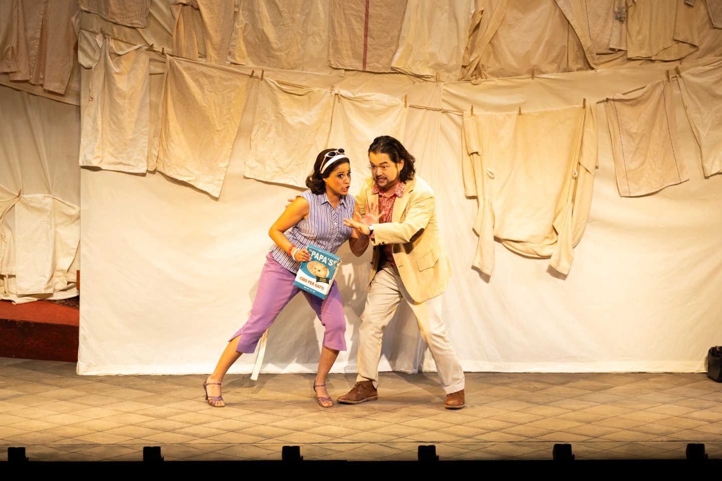 Stacey Alleaume as Norina and Josef Jeongmeen Ahn as Doctor Malatesta in Don Pasquale. 