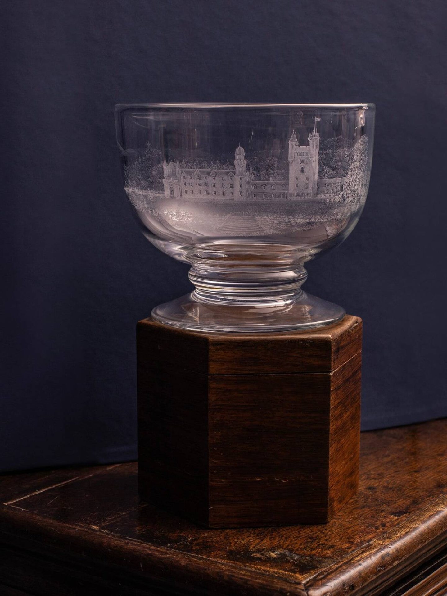 Hand Engraved Balmoral Castle Glass Bowl