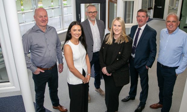 Colin Kinghorn, Danielle McAnespie, Neil Wilson, Michelle Kinghorn, Ian McDonald and Martin Allan from Bon Accord Glass.