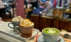 The Black Forest gateau hot chocolate, salted caramel white hot chocolate and mint white choc chip matcha latte from Cup, Aberdeen. Image: Cup Tea Salon.