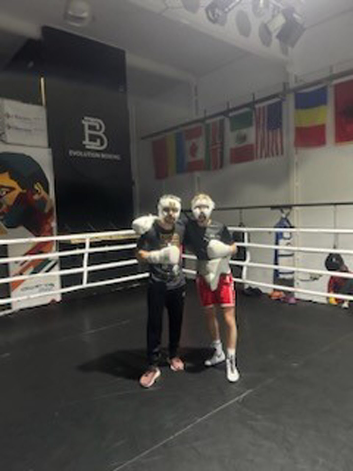 Aberdeen boxer Gregor McPherson (right) spars with former European super-featherweight champion JuanFe Gomez in Spain. Image supplied by Gregor McPherson