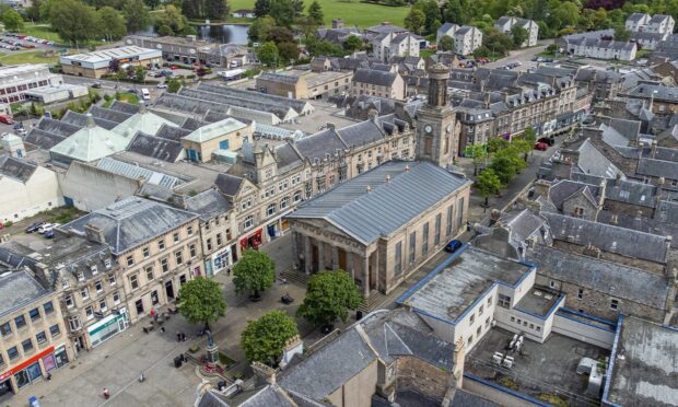 Elgin town centre pictured by drone. Image: Jason Hedges/DC Thomson