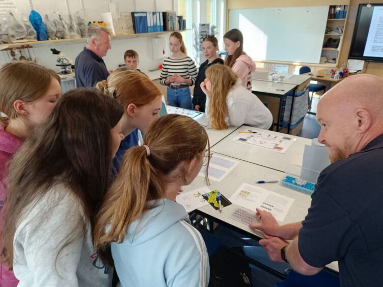 Shetland school pupils taking part in animal health science project