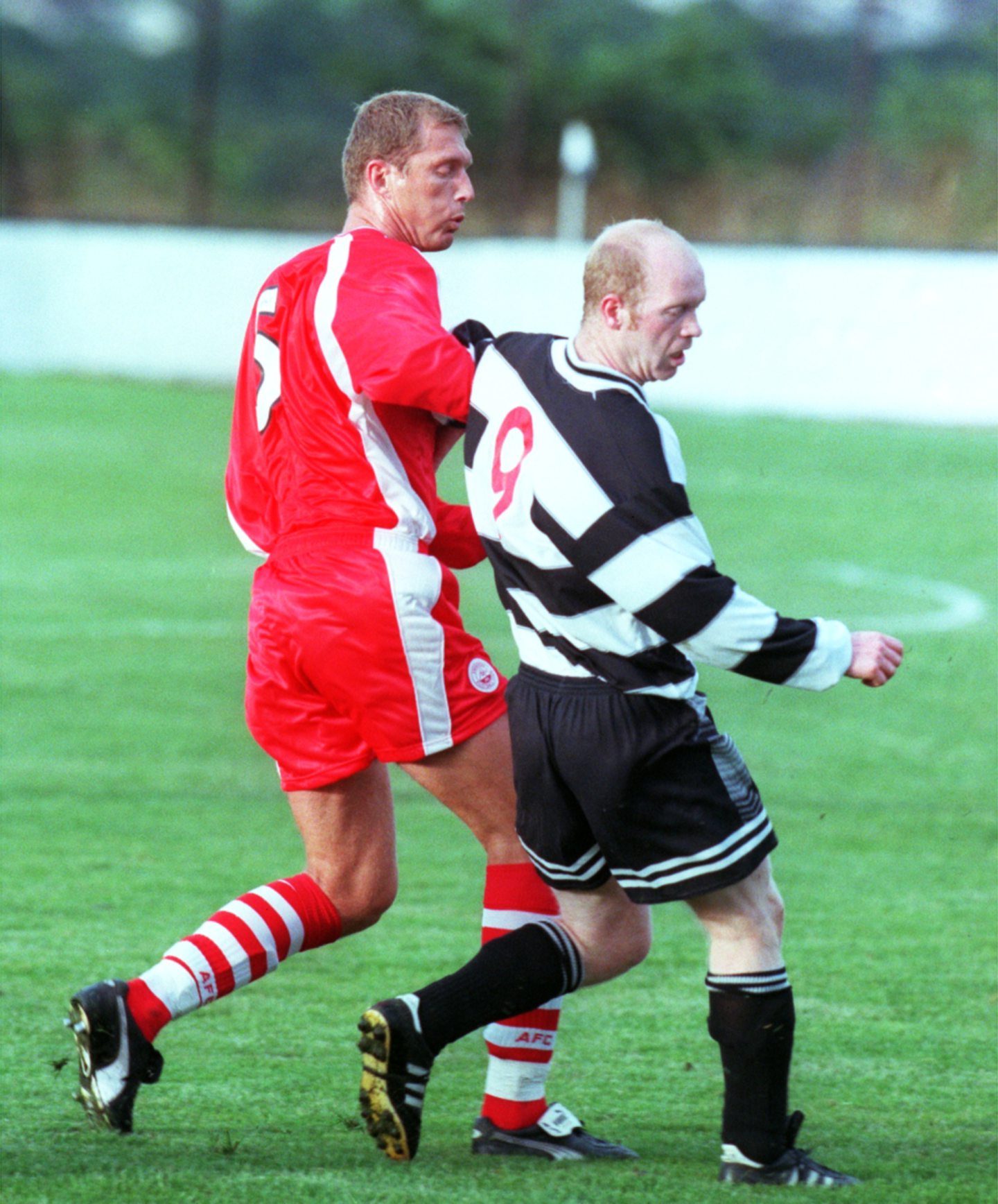 Trialist Anders Jacobsen tries to win the ball in a friendly for Aberdeen in 2000.