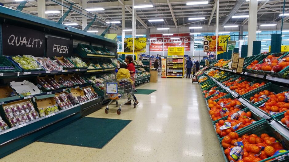 Supermarket fruit and veg section