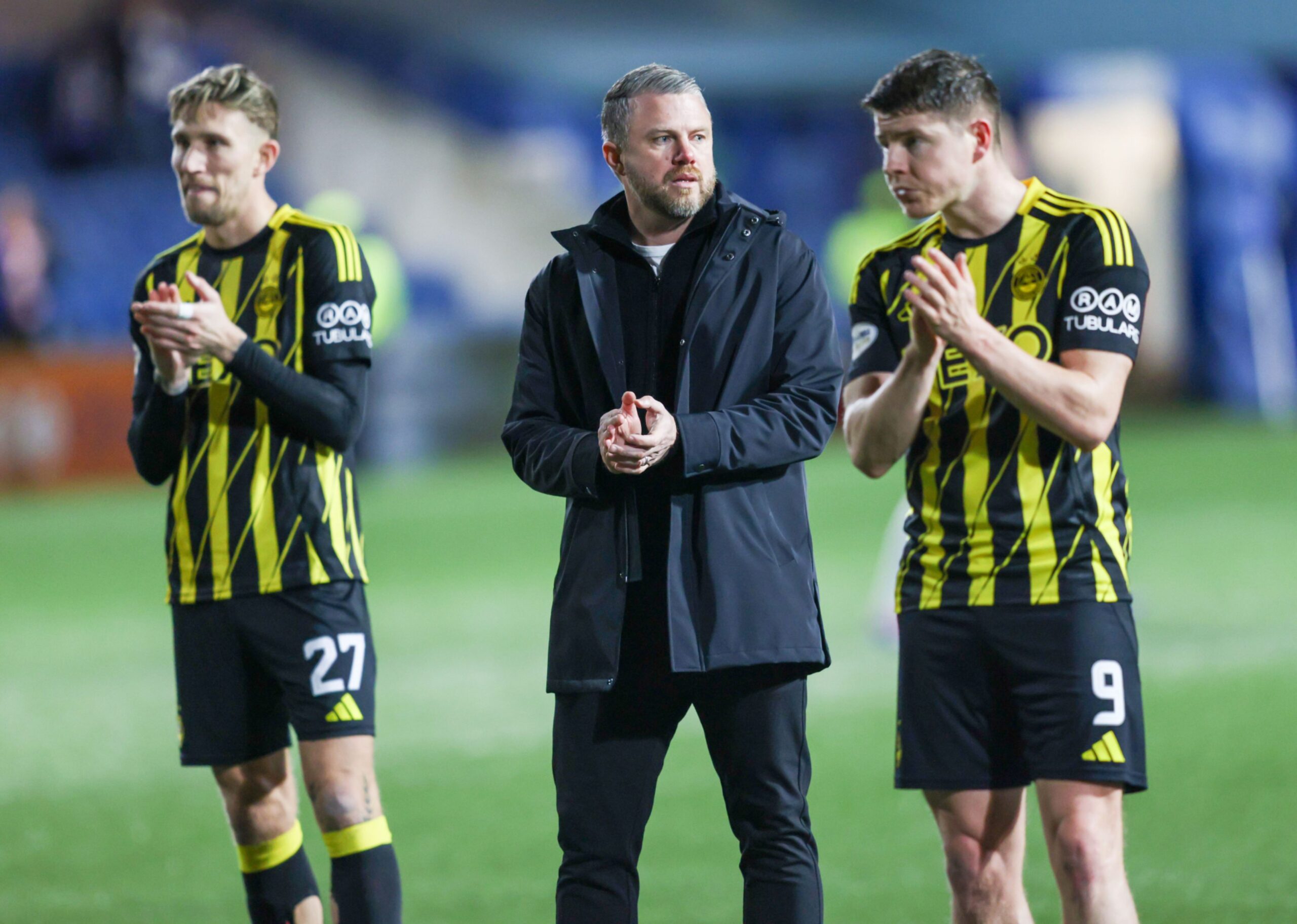 Aberdeen manager Jimmy Thelin at the final whistle after the 4-0 loss to Kilmarnock at Rugby Park. 