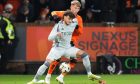 The moment Aberdeen's Dante Polvara felt he was fouled against Dundee United. Image: Shutterstock.