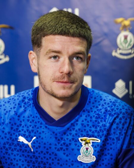 Inverness Caledonian Thistle midfielder Charlie Gilmour listens to questions during a press conference at the Caledonian Stadium, Inverness, on October 10, 2024.