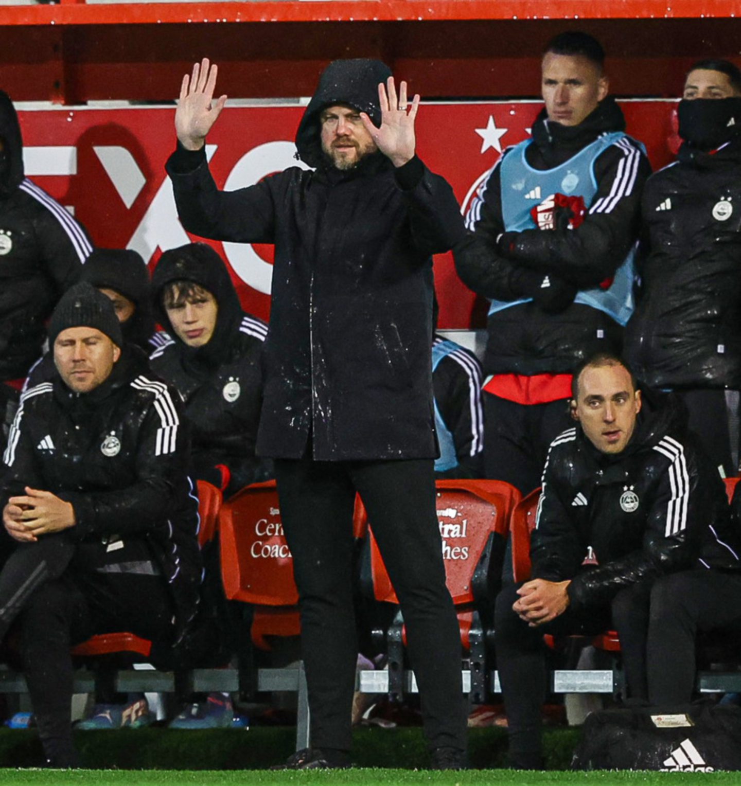 Aberdeen manager Jimmy Thelin during the 1-0 loss to Celtic at Pittodrie. Image: SNS 