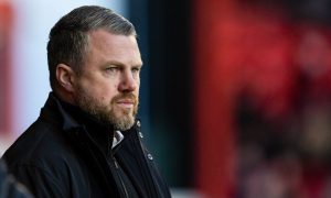 Aberdeen manager Jimmy Thelin during the 3-1 loss to Hibs at Pittodrie. Image: SNS