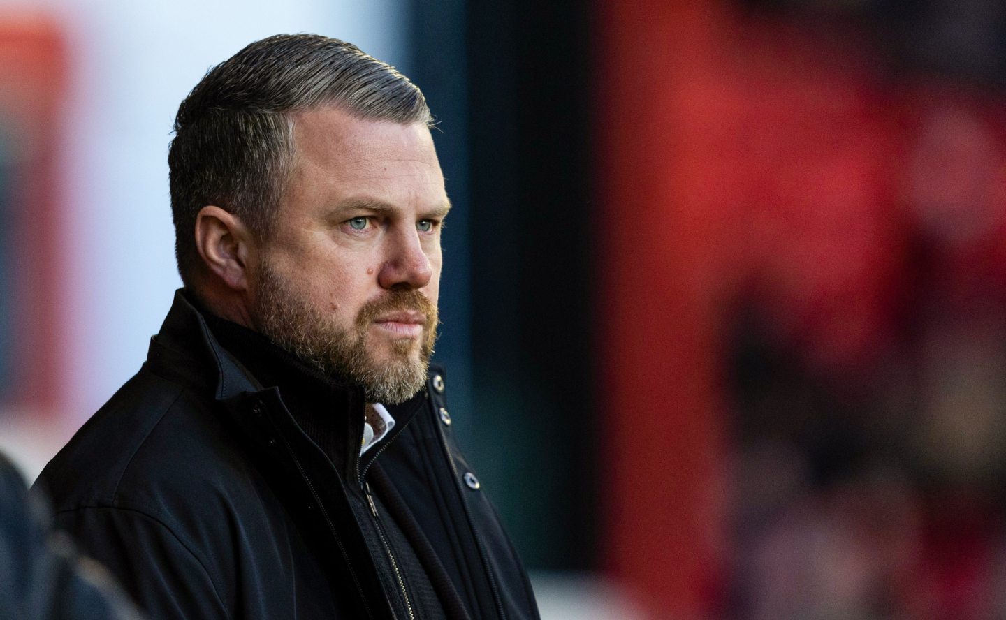 Aberdeen manager Jimmy Thelin during the 3-1 loss to Hibs at Pittodrie. Image: SNS 