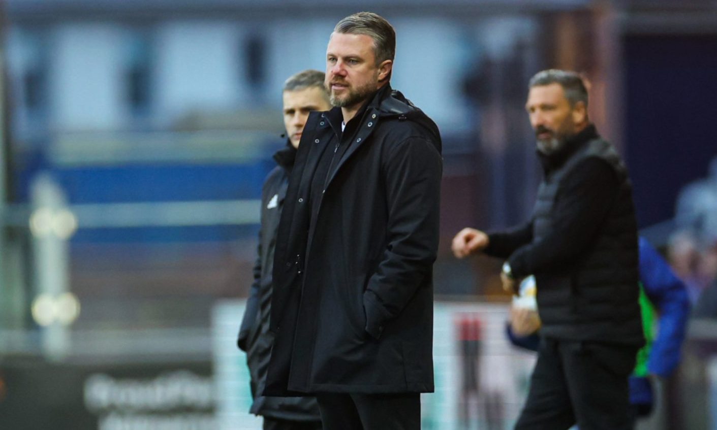 Aberdeen manager Jimmy Thelin on the touchline during the 4-0 loss to Kilmarnock at Rugby Park.