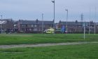 The air ambulance has landed at Catto Park in Peterhead. Image: Buchan Live / William Holdsworth