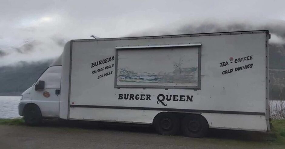 Burger Queen on the shores of Loch Lochy 