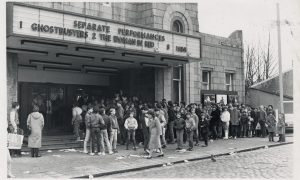 1984: Who you gonna call? Crowds queued up outside the Odeon cinema on Justice Mill Lane, Aberdeen, to see Ghostbusters just before Christmas 1984. Image: DC Thomson