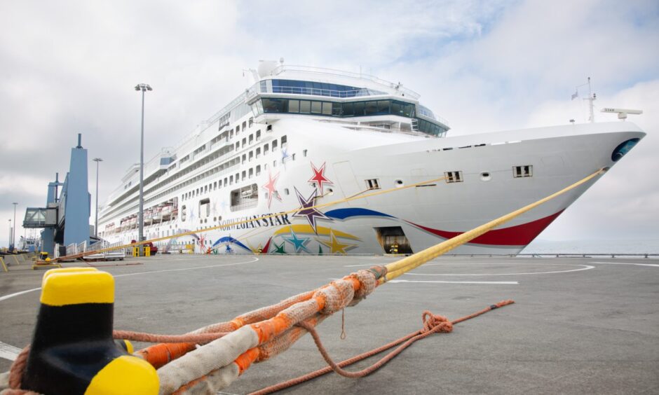 A cruise ship at Hatston Pier, which is being extended as part of the Orkney Future Ports scheme.
