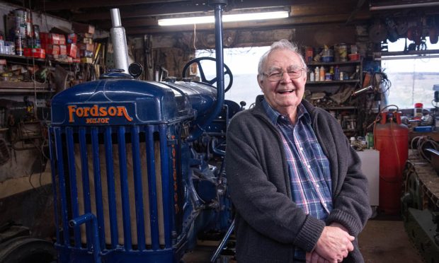 Vintage tractor collector Henry Pirie with his 1945 Fordson Major. Image: Darrell Benns/DC Thomson.