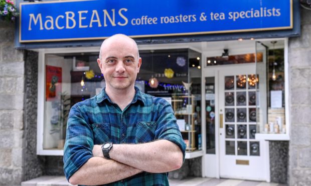 Brian Milne of MacBeans Coffee Roasters in Aberdeen says now is a scary time to be buying coffee as global prices soar. Image: Darrell Benns/DC Thomson