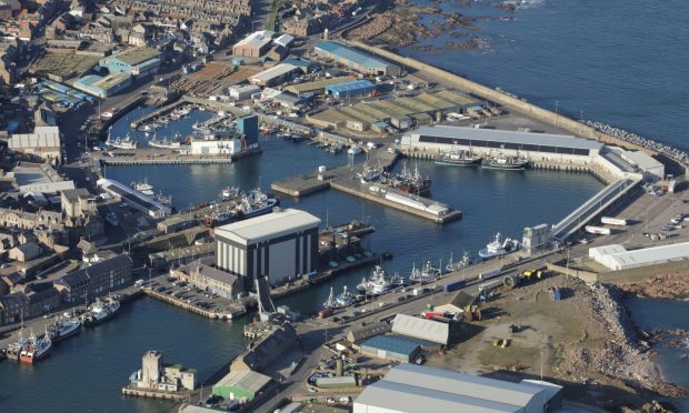 Aerial view of Peterhead Port.