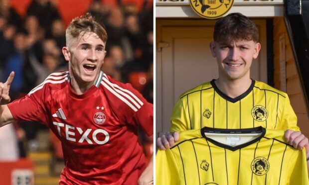 Fraser Mackie, left, has joined Fraserburgh on loan from Aberdeen and Millar Gamble has signed for Nairn County. Images: Darrell Benns/DC Thomson and Kenny Macleod Photography.