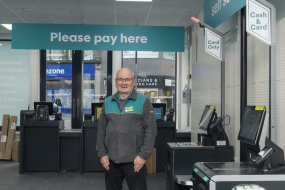 Store manager Gerry McAloon pictured inside Elgin Poundland. Image: Jason Hedges/DC Thomson