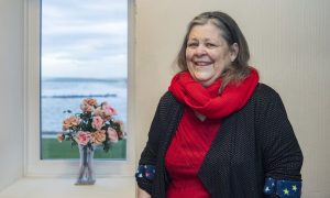 Jan Harrison at home in Lossiemouth. The 69-year-old has macular degeneration, a progressive eye disorder. Image: Jason Hedges/DC Thomson