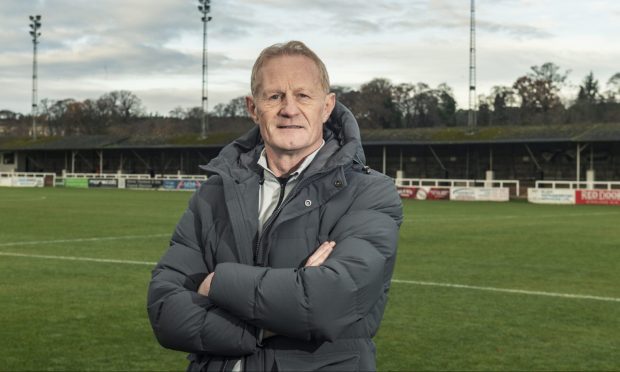 Colin Hendy is pictured pitchside at Borough Briggs, Elgin.