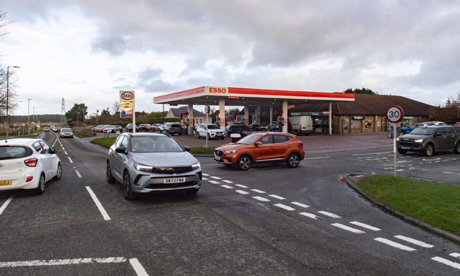 Traffic at Buccaneer petrol station. 