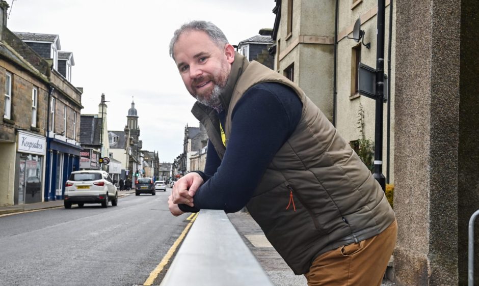 Scott Lawrence on Forres High Street.